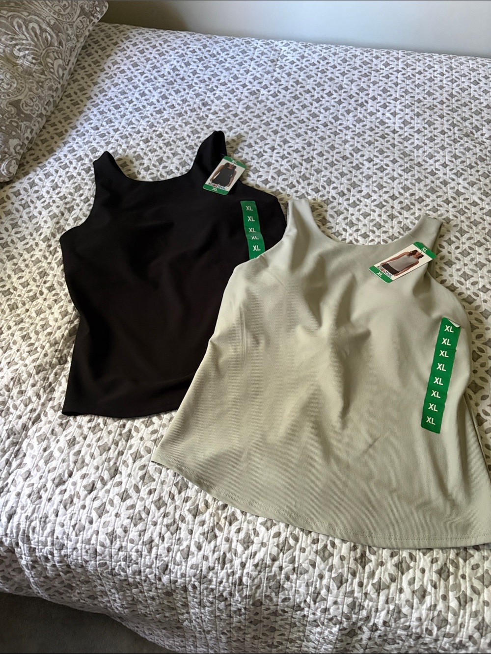 Classic Scoop Tank Pair — Black & Sage Green
